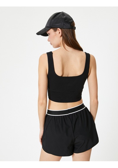 Koton Spor Yarım Atlet Kare Yaka Siyah 4sak30168nk Siyah