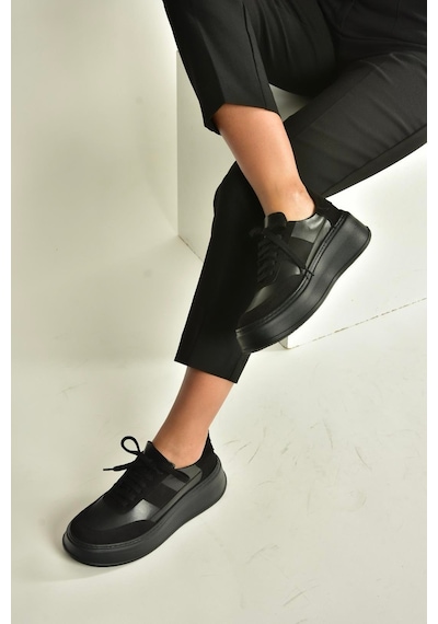 Fox Shoes V274949109 Siyah Kalın Tabanlı Spor Ayakkabı Sneakers Siyah