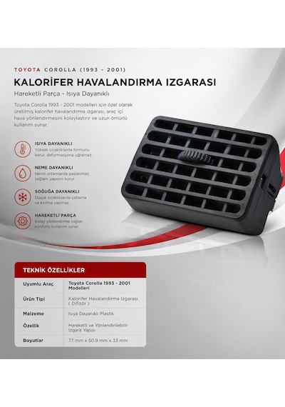 Toyota Corolla 1993 / 2001 Model Havalandırma Izgarası Difizör