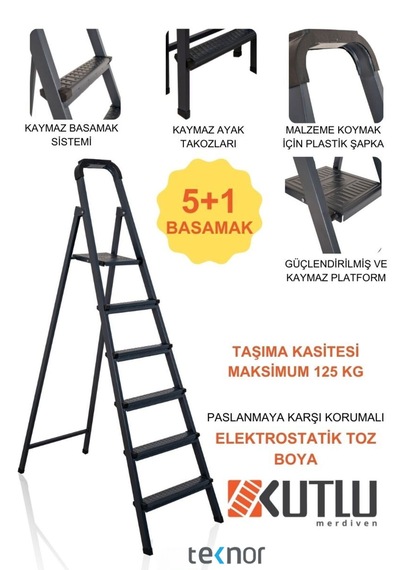 Kutlu 5+1 Metal Merdiven