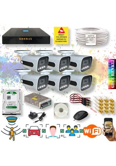 6 Kameralı Hareket Algılayan Gece Renkli Fullhd Kamera Seti 784w 6 Kameralı Hareket Algılayan Gece Renkli Fullhd Kamera Seti 784w
