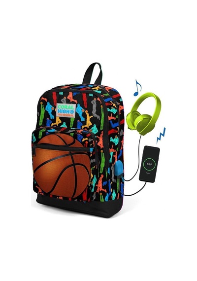 Coral High Erkek Çocuk Siyah Basketbol Toplu Usb Şarjlı Kulaklık
