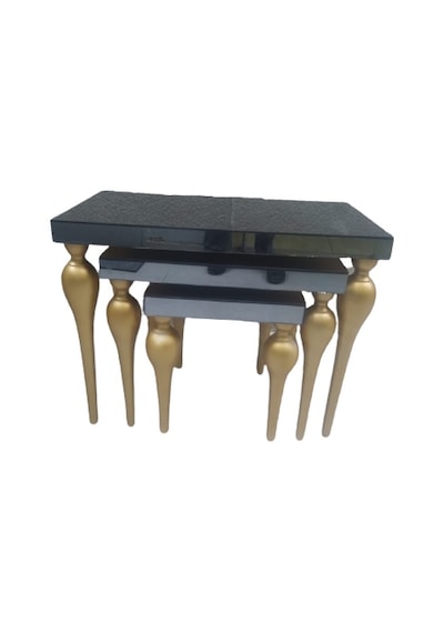 Zigon TOMBUL ayak Model Kayın Torna MDF tabla Parlak gold İskelet Füme cam Kaplama El Yapımı