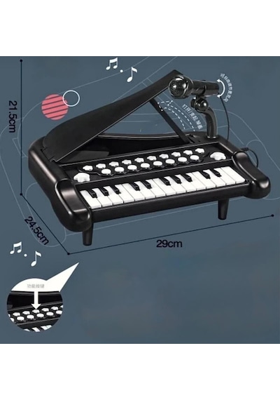 Mikrofonlu 25 Tuşlu Çoklu Müzik Sesleri Çocuk Piyano Ve Elektronik Org Eğitici Öğretici Oyuncak