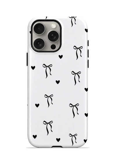 Velvoria Valestra Tiny Bows Hearts Apple iPhone Uyumlu 15 Pro Darbe Korumalı Kılıf Valestra Select - Tiny Bows Hearts
