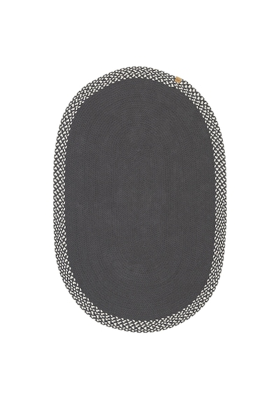 Cool Halı Glenn Antrasit Oval Pamuklu Kilim Leke Tutmaz Çift Taraflı Yıkanabilen Bohem Mutfak Kilimi