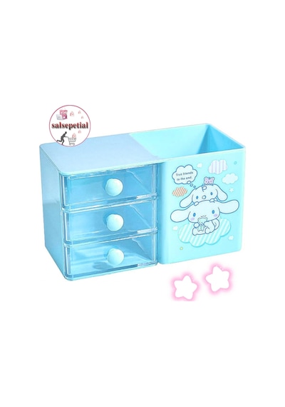 Cinnamoroll Kalem Kutusu Masaüstü Kalemlik Cinnamoroll Çekmeceli Kalem Kutusu Masa Üstü Organizer Turkuaz