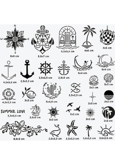 Bodrum City Pack Spray Tattoo Geçici Dövme Seti 30 Desen + Sprey Siyah