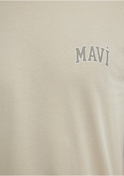 Mavi - Mavi Logo Baskılı Bej Tişört 0611714-70325 Bej