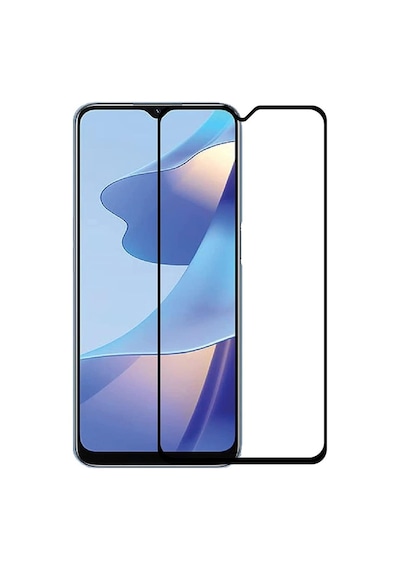 Microcase Oppo A16 Tam Kaplayan Çerçeveli Cam - Siyah
