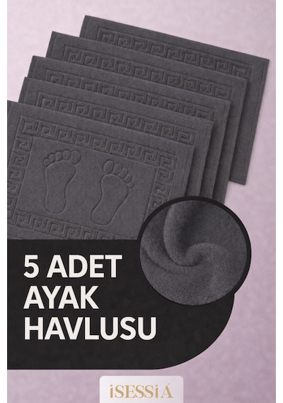 Serra 5 Adet %100 Pamuk En Iyi Emici Ayak Havlusu Konforlu Banyo Paspası 50x70cm Antrasit