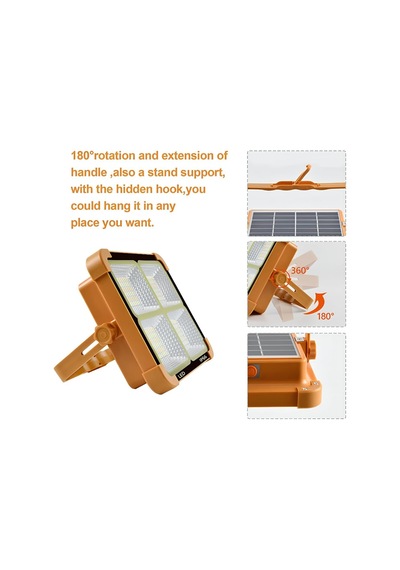 Solar Güneş Enerjili Kamp Lambası - Ip66 Su Geçirmez Powerbank Özellikli Şarj Edilebilir Çok Fonksiyonlu Projektör, Sos Flaşörlü Çadır Ve Avcı Led Işıldak