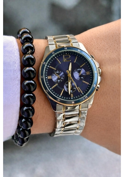 Premium Lüks Exclusive Tasarım Özel Üretim Metal Kordon Erkek Kol Saati-bileklik Hediyeli Mavi