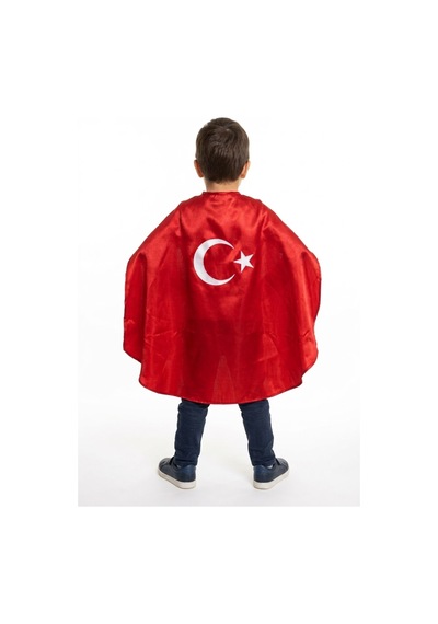 Çlm Store Türk Bayraklı Ayyıldızlı Pelerin Kırmızı Kırmızı