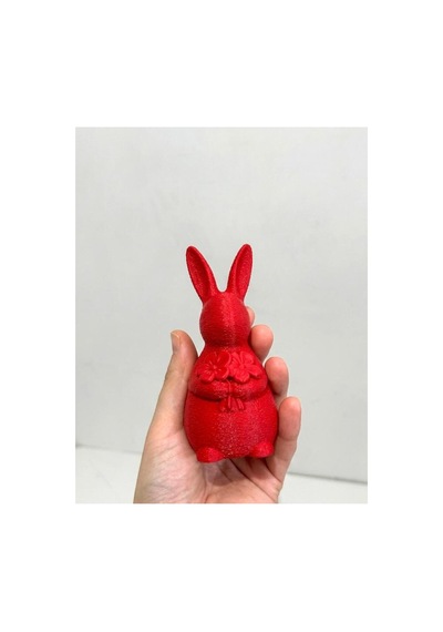 Dekoratif Dokulu 2'li Mini Tavşan Biblo Seti Çocuk Odası Aksesuarı - 9 Cm Ve 11 Cm