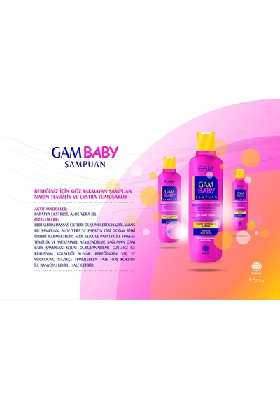 Gam Baby Bebek Şampuanı , Göz Yakmayan Aloe Veralı Bebek Şampuanı, Hoş Bir Koku Bırakır 275 ML