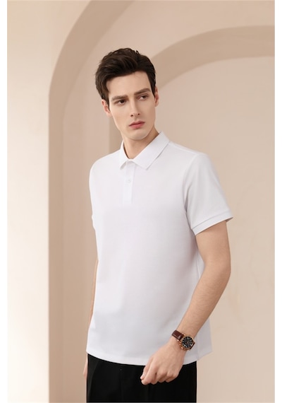 New Performance Premium Polo T-shirt 58.1% Pamuk 37.7% Polyester 4.2% Spandex Beyaz
