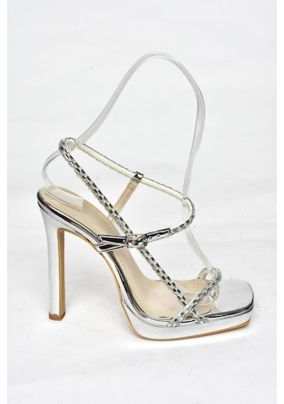 Fox Shoes S569616234 Gümüş Ayna Yüksek Topuklu Ayakkabı Gümüş