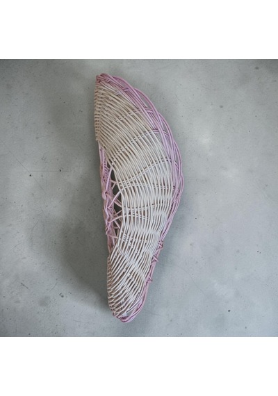 Handanrattan Pembe Kenarlı Külah Rattan Çiçek Buketi Sepeti 42x24x15 Cm Buket