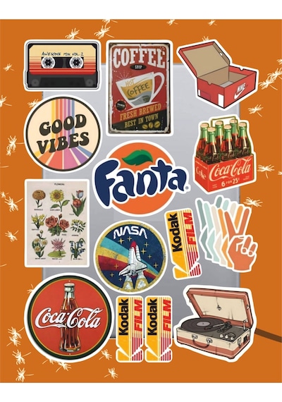 Vintage Nostaljik Sticker Seti Laptop Ajanda Pc Tablet Telefon Defter Etiket Bullet Journal Diğer