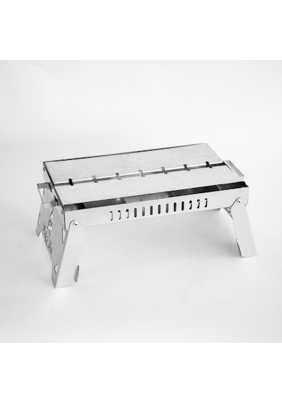 İdeal Boy Paslanmaz Katlanır Pratik Mangal Yıkanabilir 35 X 25 X 20 Cm Maşa Hediyeli Inox