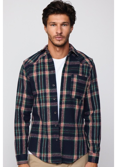Tudors Slim Fit Dar Kesim Tek Cep Kareli Oduncu Erkek Gömlek-29598-multi Çok Renkli