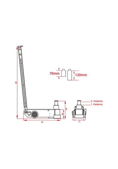 2 Kademeli 15-30 Ton Hidropnömatik Kriko