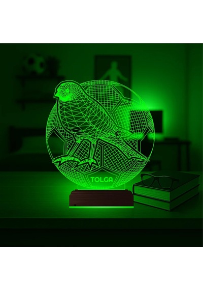 Luvivia Sarı Kanarya Futbol Topu Taraftar Kişiye Özel 3d Lamba - Masa Gece Lambası Şeffaf