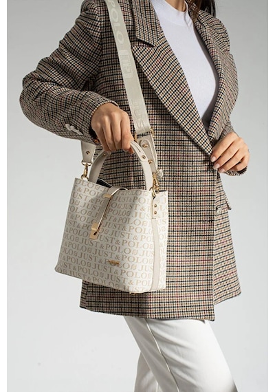 Just Polo Kadın Günlük Kullanıma Uygun Uzun Askılı Şık El & Omuz Çantası Shoulder Bag Krem