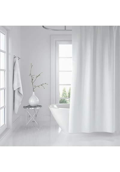 Banyo Perdesi Beyaz 1x180x200, Perde Borusu Askı Aparatı Köşe Boru Beyaz Hediyeli, Duş Perdesi Seti Çok Renkli