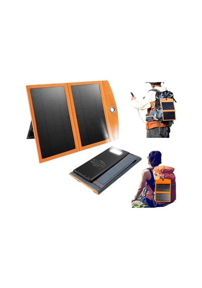 10w Çift Güneş Panelli 10000mah Solar Powerbank Led Fenerli, Kamp Yürüyüş Dağcılık Motor Ve Acil Durumlar İç