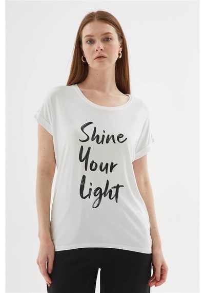 Fashion Friends 25y0074k1 Kadın Baskılı Bluz Beyaz