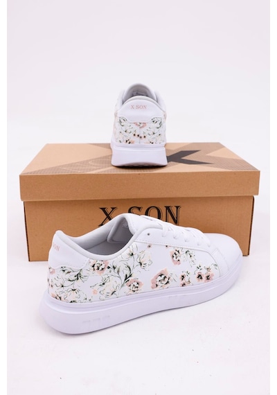 3d Dijital Baskı Kadın Alex Mcqueen Beyaz - Çiçek Desenli Sneaker Beyaz-çiçek