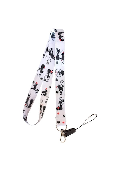 Kart Askı Ipi, Yaka Askı Ipi, Boyun Askı - 2 Cm Kedi Aşkı