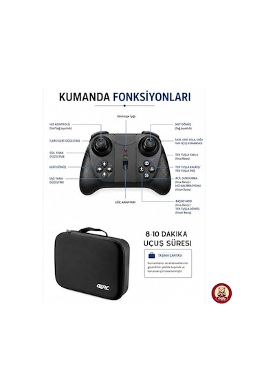 Uzaktan Kumandalı Mini Drone Işıklı Şarjlı Takla Atabilen 360 Dönüş Yapabilen Otomatik İniş Kalkış Hobi Drone 8-10 Dakika Kullanım Süresi