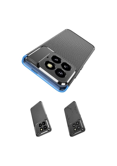 Apsuwa Xiaomi Mi 14 Pro Kılıf Negro Karbon Fiber Desen Silikon + Ekran Koruyucu Nano