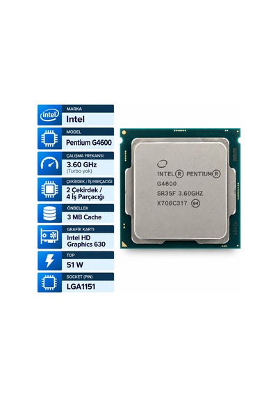 Intel Pentium G4600 Lga1151 İşlemci Tray