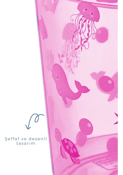 Babyjem Şeffaf Kova & Maşrapa Set Pembe Desenli