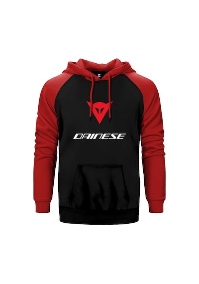 Dainese Motosiklet Kırmızı Renk Reglan Kol Kapşonlu Sweatshirt Kırmızı