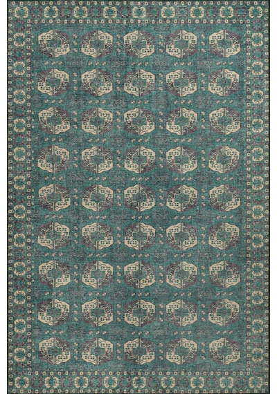 Artloop Relic Yeşil / Krem Vintage Dokulu Klasik Desenli Dokuma Tabanlı Şönil Halı Al 488 Yeşil - Krem