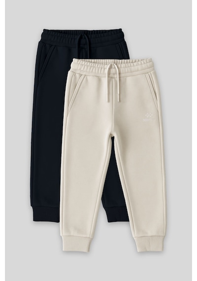 Tommylife Standart Fit Basic 2li Paket Lacivert-bej Erkek Çocuk Eşofman Alt - 11224 Lacivert - Beyaz