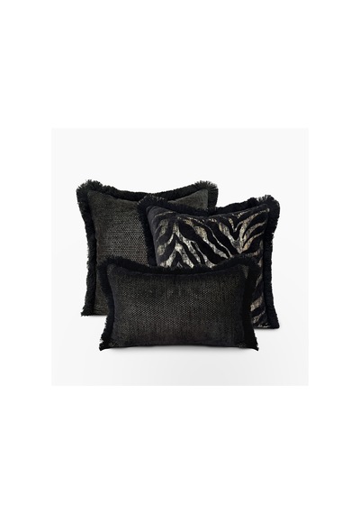 "noir Zebra" Püsküllü Kırlent Kılıfı Seti - Gold Gold - Siyah