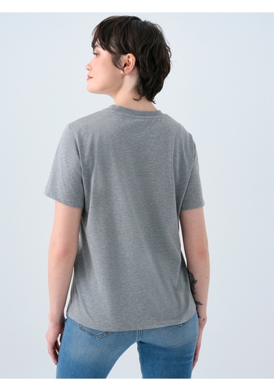 Regular Fit Kadın Tshirt K.kol Gri Melanj Regular Fit Kadın Tshirt K.kol Gri Melanj