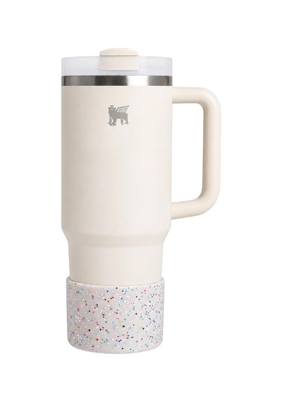 Konfetti Glitter Silikon Tumbler Alt Koruyucu, 30oz/40oz Quencher İle Uyumlu Bardak Tabanı Boot Aksesuar Beyaz