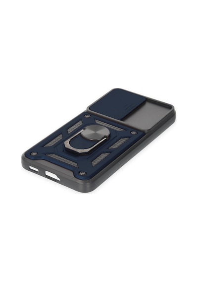 Samsung Galaxy Uyumlu S24 Kılıf Pars Lens Yüzüklü Silikon - Lacivert İtdark37421