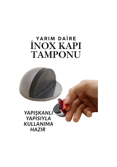 İnox Yarım Daire Yapışkanlı Kapı Tamponu Kapı Stoperi Metal Kapı Stopu Durdurucu Kapı Kolu Koruyucu