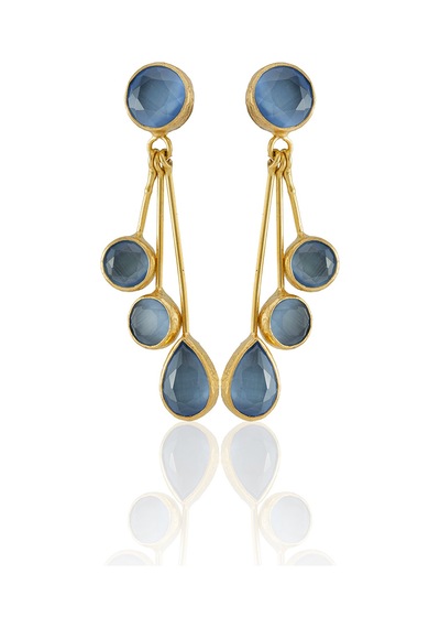 Kadir Jewellery22 Ayar Altın Kaplama Vintage Küpe -el İşçiliği Ve Hipoalerjenik Küpe Buz Mavisi