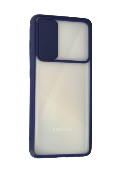 Samsung Galaxy  Uyumlu,  A71 Kılıf Palm Buzlu Kamera Sürgülü Silikon - Lacivert