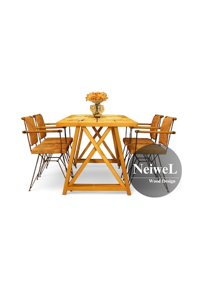 Neiwel Garden Mare Doğal Ahşap Bahçe Yemek Masası-70-140 Açık Ceviz