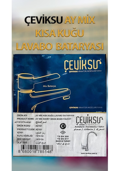 Ay Mix Kısa Kuğu Model Lavabo Bataryası Krom